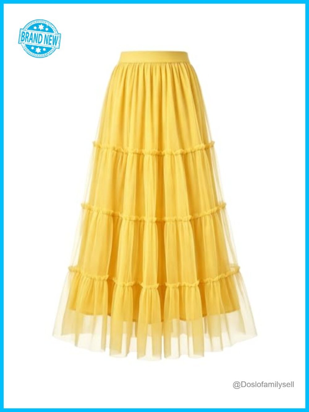 Tulle Maxi Skirt A-Line High Waisted Elastic Flowy Fairy Skirt